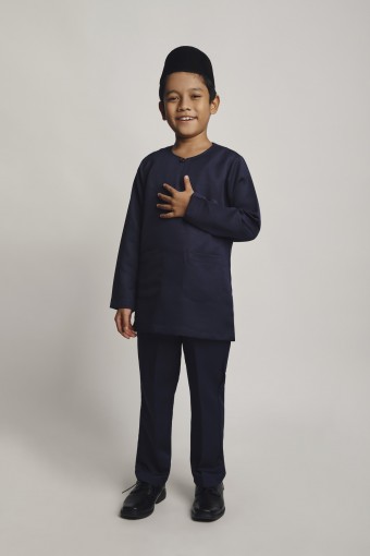 Hafiy Baju Melayu Teluk Belanga Kids Dark Blue